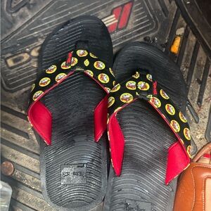 DC Comics Black and Red Flip Flops with Iconic Graphics